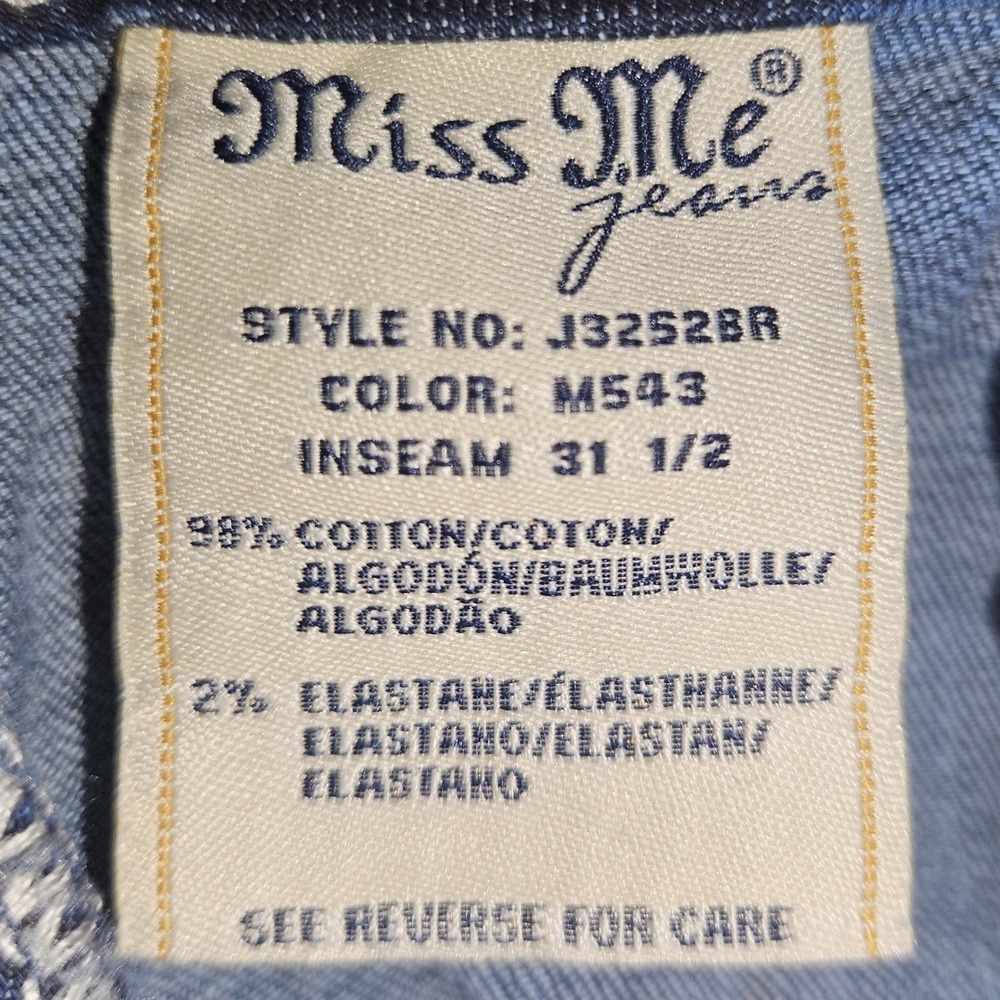 Miss Me Signature Boot Jean 28 Bootcut Angel Wing Pockets Stretchy Inseam 31.5" - Picture 12 of 14